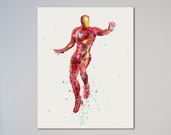 Iron Man Tony Stark Poster Druck Aquarell Bild The Avengers Art Room Decor Kunst Malerei Iron Man Geschenk für Ihn Geschenk für Sie
