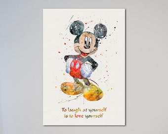 Mickey Mouse poster Art Print Watercolor Print Nursery Art Quote Motivational Quote Inspirational  Wall Hanging Decor