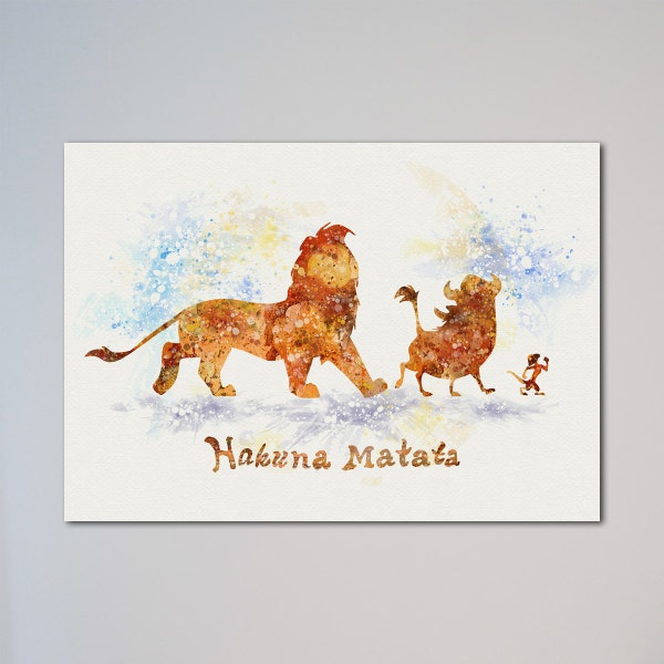 Simba Timon Pumbaa Hakuna Matata The Lion King Watercolor Poster Print Nursery Decor Picture