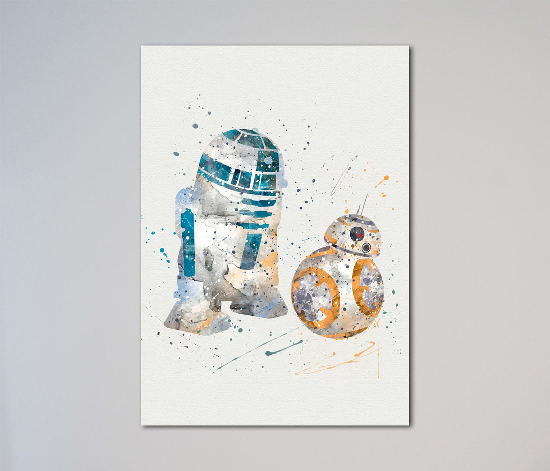 R2D2 BB-8 Poster Star Wars Print R2-D2 BB8 Picture Room Decor Starwars ...