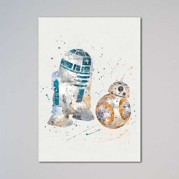 R2D2 BB-8 Poster Star Wars Print R2-D2 BB8 Picture Room Decor starwars fans Art Print