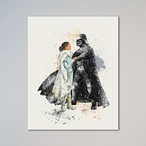 Darth Vader and Padme Star Wars Poster Watercolor Art Print gift for her gift for him girlfriend gift Valentine&#39;s Day Gift for wife husband