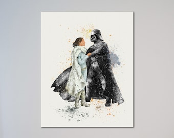 Darth Vader und Padme Star Wars Poster Aquarell Kunstdruck Geschenk für sie Geschenk für ihn Freundin Geschenk Valentinstag Geschenk für Frau Mann