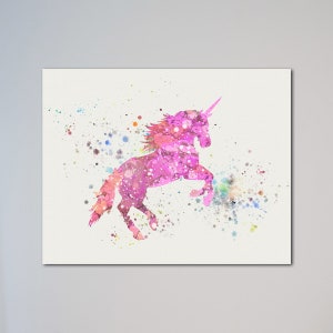 Unicorn Watercolor Poster Nursery Room Decor Print Picture Art Illustration Fairy Tale