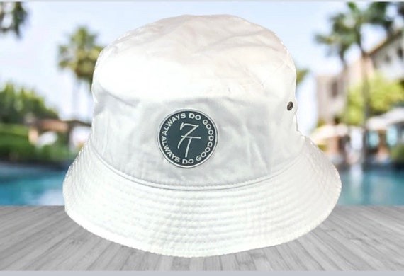 White Bucket Hat Hippie Boho Hand Dyed 100 % Cotton Packable