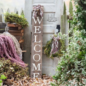 welcome sign, vertical welcome sign, welcome sign for front porch, barnwood, barn wood, barnwood sign, barnwood decor, rustic decor