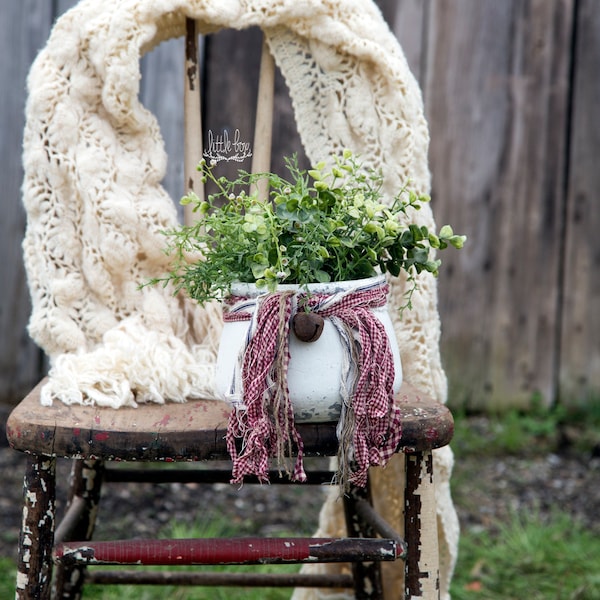 Chippy Pot Greenery Arrangement, Farmhouse vase, Free shipping