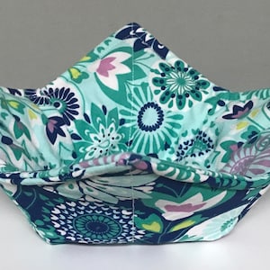 microwave safe bowl cozy - floral reversible microwaveable pot holder- hot bowl holder -all cotton hot pad- cold cozy