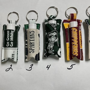 chapstick holder keychain - Michigan college lip balm holder - teacher gift - stocking stuffer