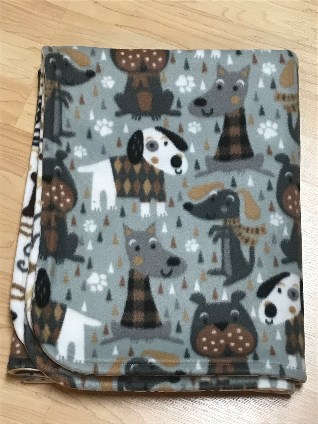 Large Reversible Fleece Dog Blanket Fur Baby Dog Lover Gift Puppy Crate