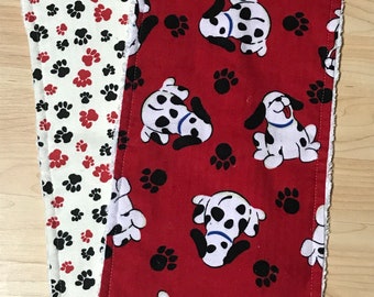 Dog Print Flannel Burp Cloths – Chenille Backed, Set of 2