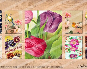 2.5x3.5 ATC Size Printable Vintage Inspired Collage Sheet, Instant Download - #Vin1ATCS04