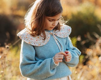 Cotton Peter Pan Collar with ruffle Sweet flowers