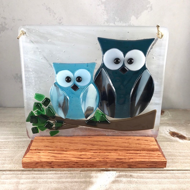 Wood Frame Table Top Display 5 Inch Oak Wood Stained Glass Display