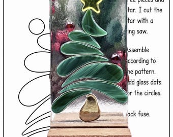 Modèle de sapin de Noël en verre fusionné – Modèle PDF d'art en verre pour les fêtes de Noël