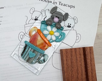 Mouse in Teacups Pattern for Fused Glass - PDF- Digital Download