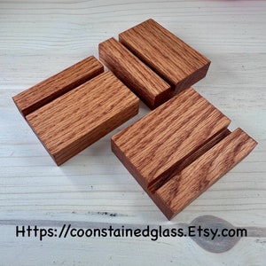 3 Inch Wide Handmade Solid Oak Display Stand: Fused Glass & Art