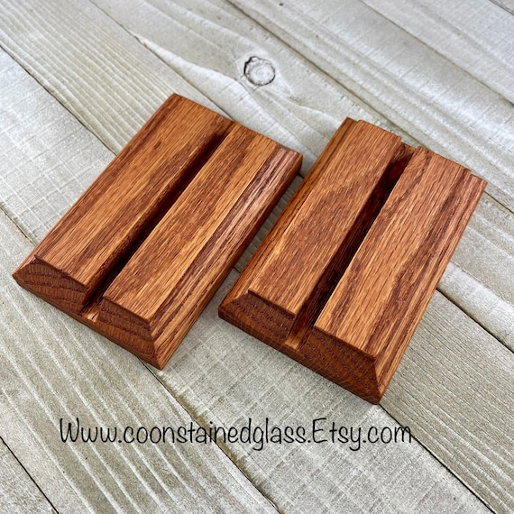 5 Inch Oak Wood Display Stand: Fused & Stained Glass Suncatcher