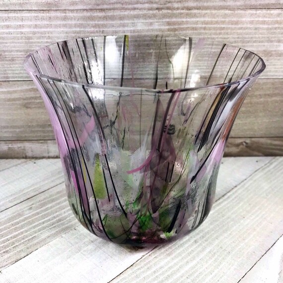 Multicolored Glass Vase Fused Glass Candle Holder Drop Vase Etsy