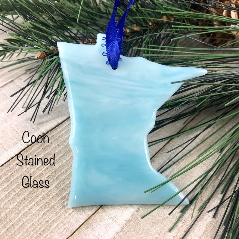 Minnesota Ornament Fused Glass Christmas Ornament Blue Etsy