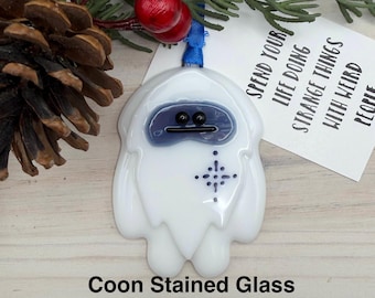 Abominable décoration de bonhomme de neige en verre fusionné – Décoration de Noël yéti faite main