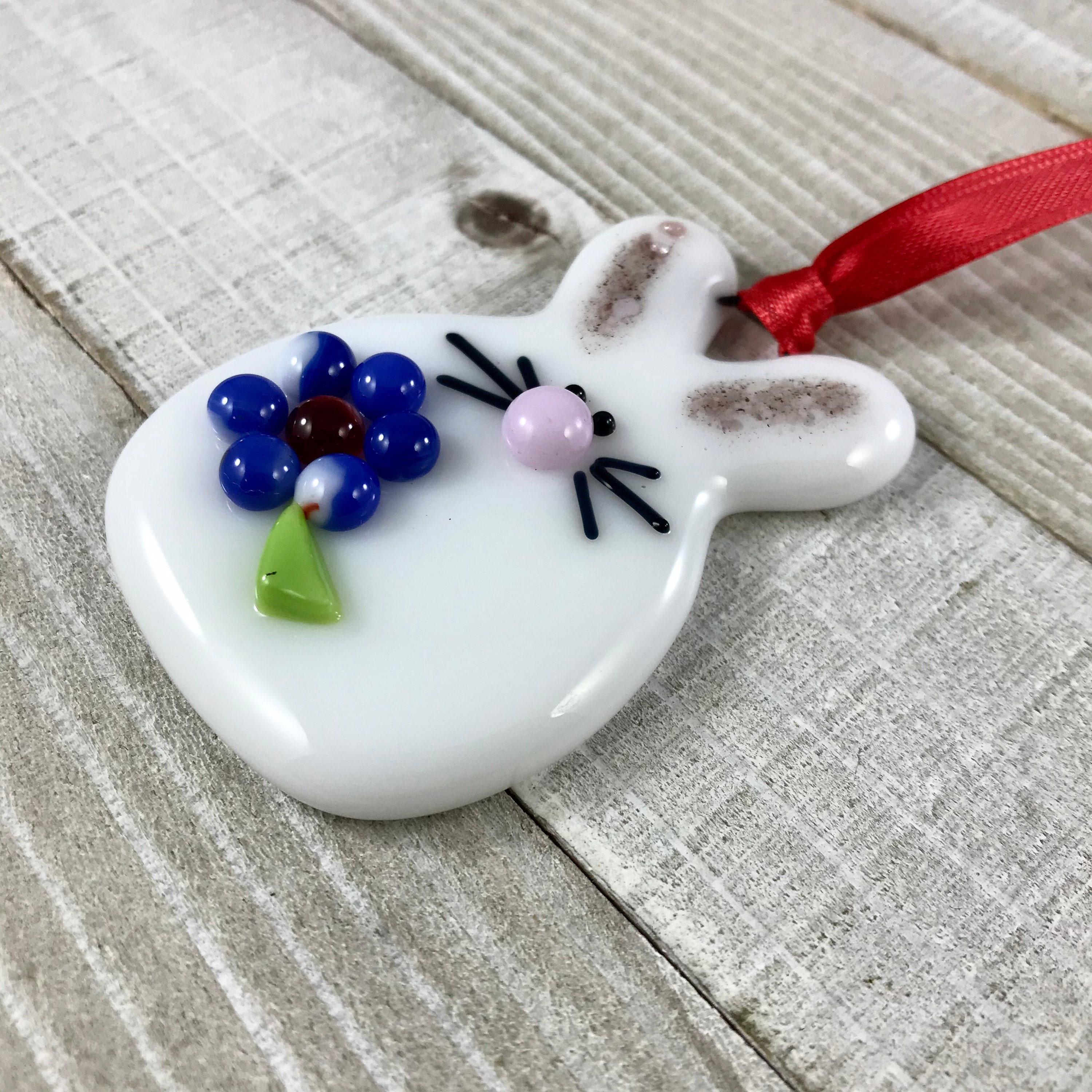Little Bunny Ornament Rabbit White Bunny Glass Ornament Etsy