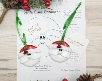 Modèle PDF de décoration de Noël Père Noël en verre fusionné | Facile à télécharger | Téléchargement instantané