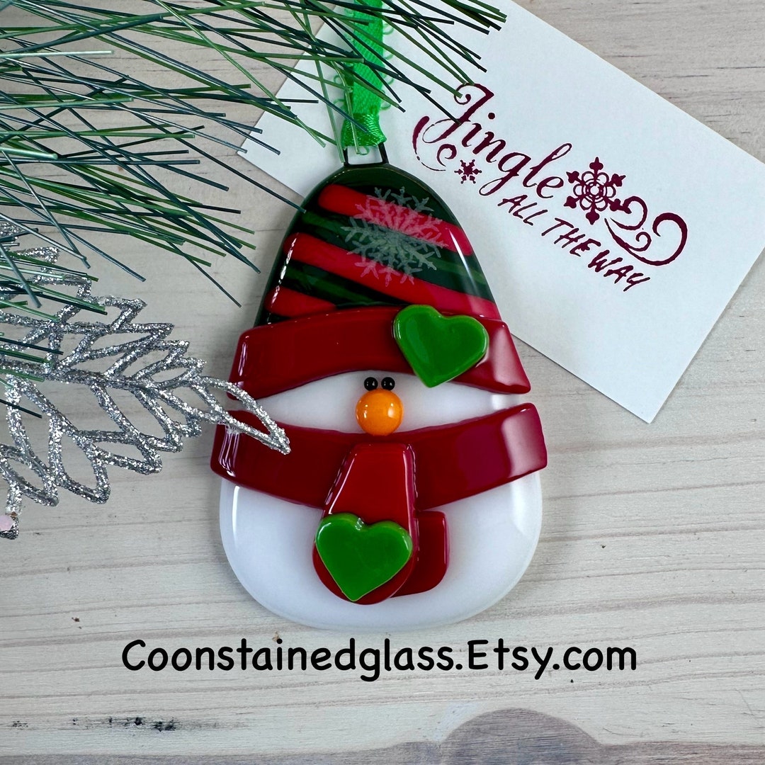 Chubby Snowman Christmas Ornament, Fused Glass Snowman Ornament ...