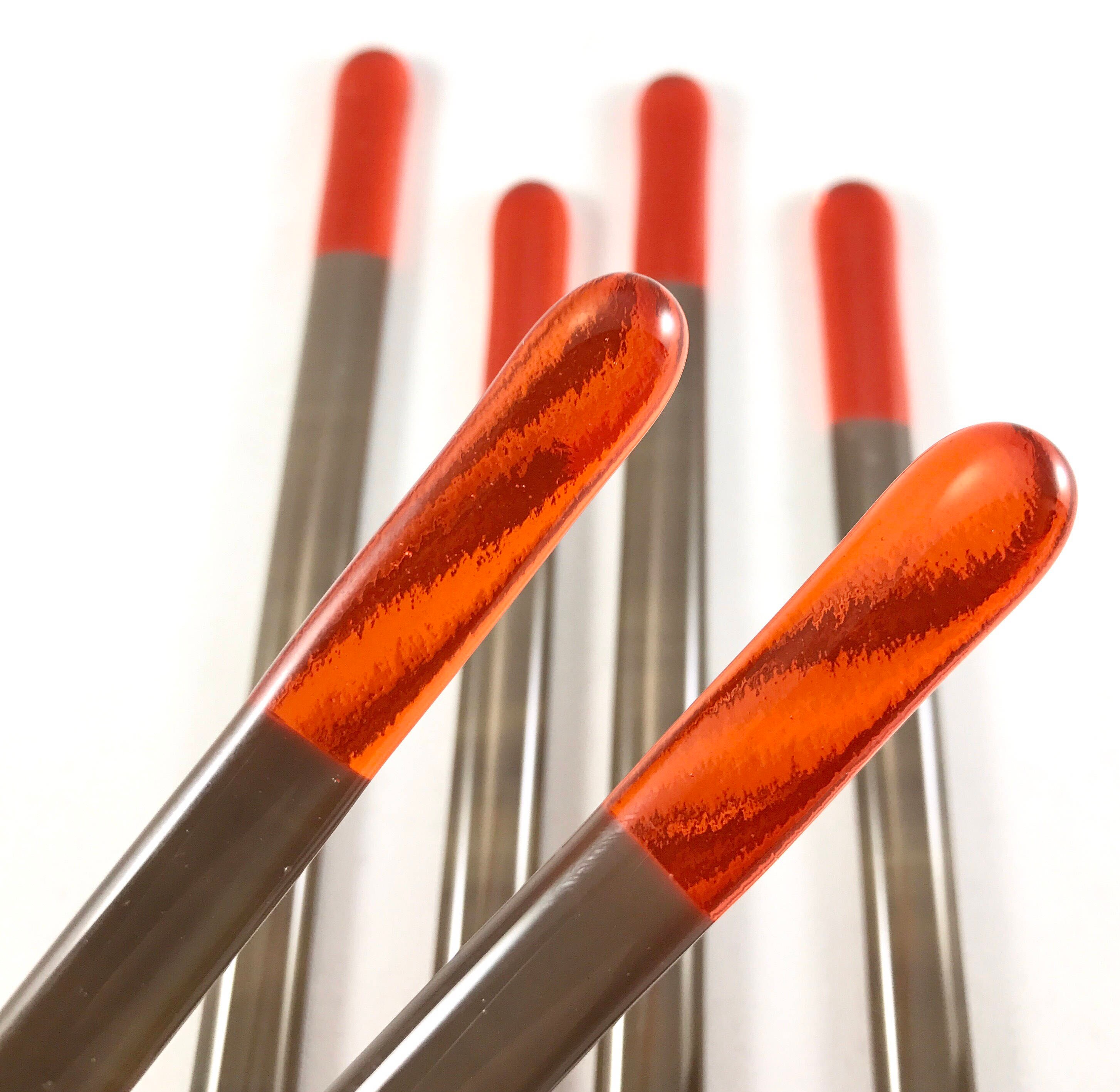 Orange and Brown Glass Swizzle Sticks Cocktail Muddlers Etsy