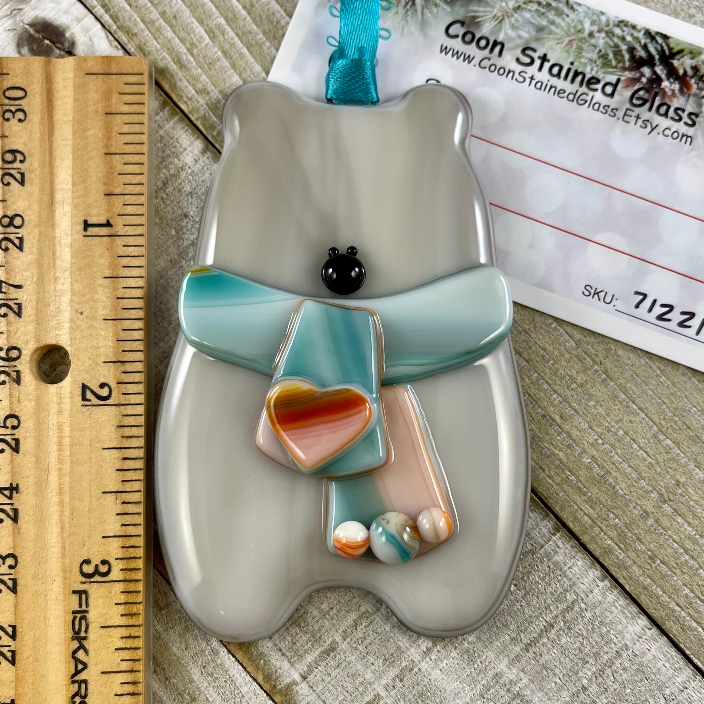 Glass Bear Ornament Bear Christmas Ornament Woodland Animal Etsy