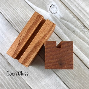 Présentoir d'art artisanal en bois de chêne de 2 et 3 pouces : verre fusionné et support attrape-soleil
