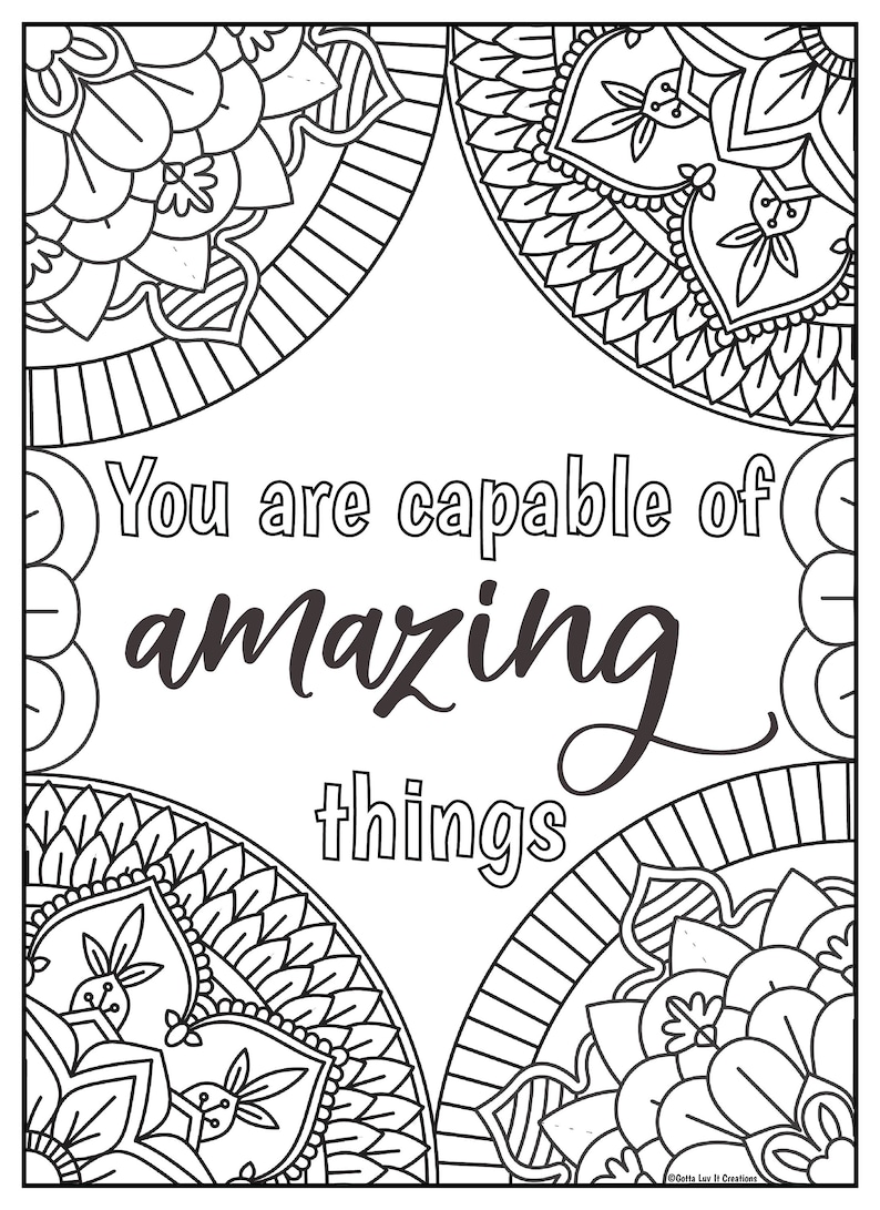 10 mandala motivational coloring pages 2 etsy