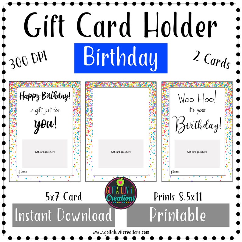 Birthday Gift Card Holder Birthday Money Printable Instant Etsy