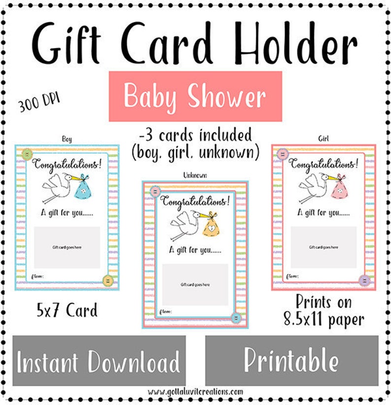 Baby Shower Gift Card Holder Printable Instant Download Gift Etsy