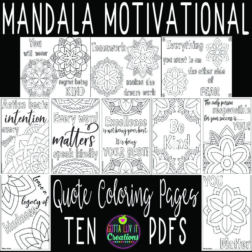 10 Mandala Motivational Coloring Pages - Etsy