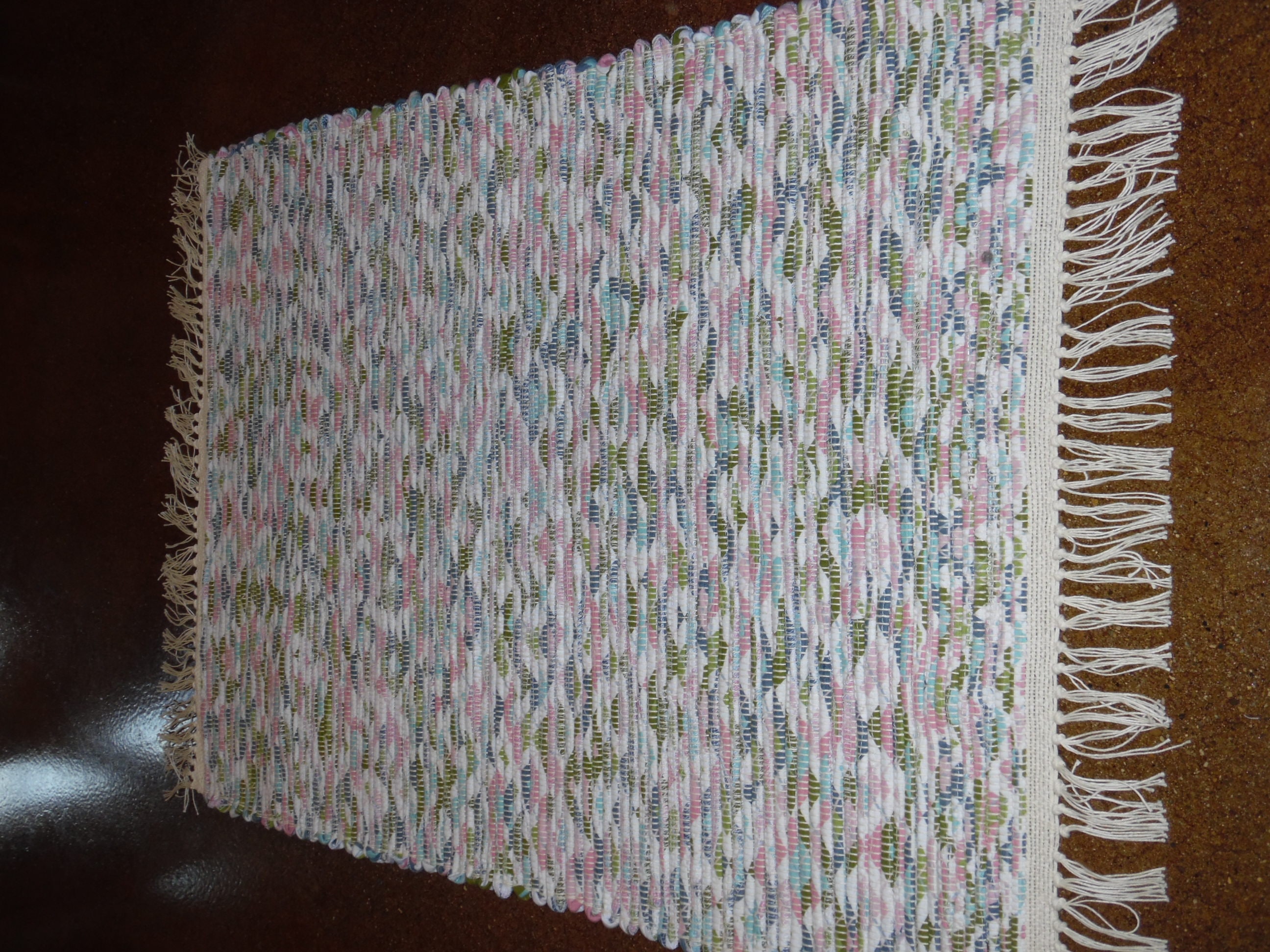 Handwoven Rug, Made on 100 Yr Old Loom, Gorgeous Multicolor Knit Rag ...