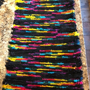 Handwoven Rug made from Wool Selvedges, Washable, Durable, Reversible, Thick, Luxurious, Shaggy, Frizzy, Bath Mat, Accent