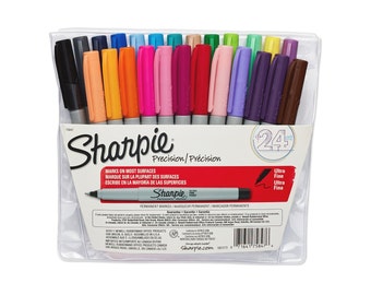 24 Sharpie Markers - Ultra Fine Point | Extra Fine Tip Sharpies | Permanent Colored Markers | Colors, Color Marker Pens, 24 Pack, Drawing