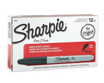 12 Sharpie Markers - Fine Point - Black Pens | Fine Tip Sharpies | Permanent Marker Pen, Design, Shipping Supplies, Drawing,