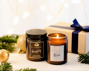 Bloomtown Naughty & Nice Christmas Candle Gift Set - 2 Scented Eco Soy Candles