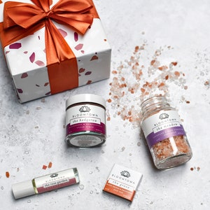 Bloomtown Minis Pamper Set Palm Oil-Free Vegan and Cruelty-Free Sugar Scrub, Handmade Soap, Perfume Oil, Bath Salts, Wrapped Gift image 4