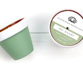 Scented Candle - Vetiver, Cedar & Bergamot (The Woods) - - in a Hand-Painted, Waterproof Flower Pot