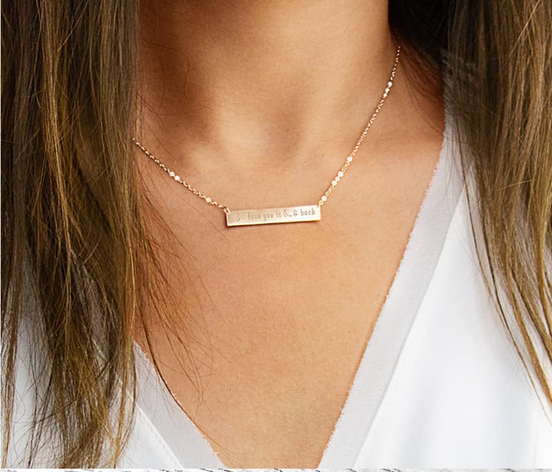 Rose Gold Handwriting Bar Necklace Actual Handwriting Bar Necklace Fingerprint Necklace Fingerprint Bar Necklace Fingerprint Heart Necklace