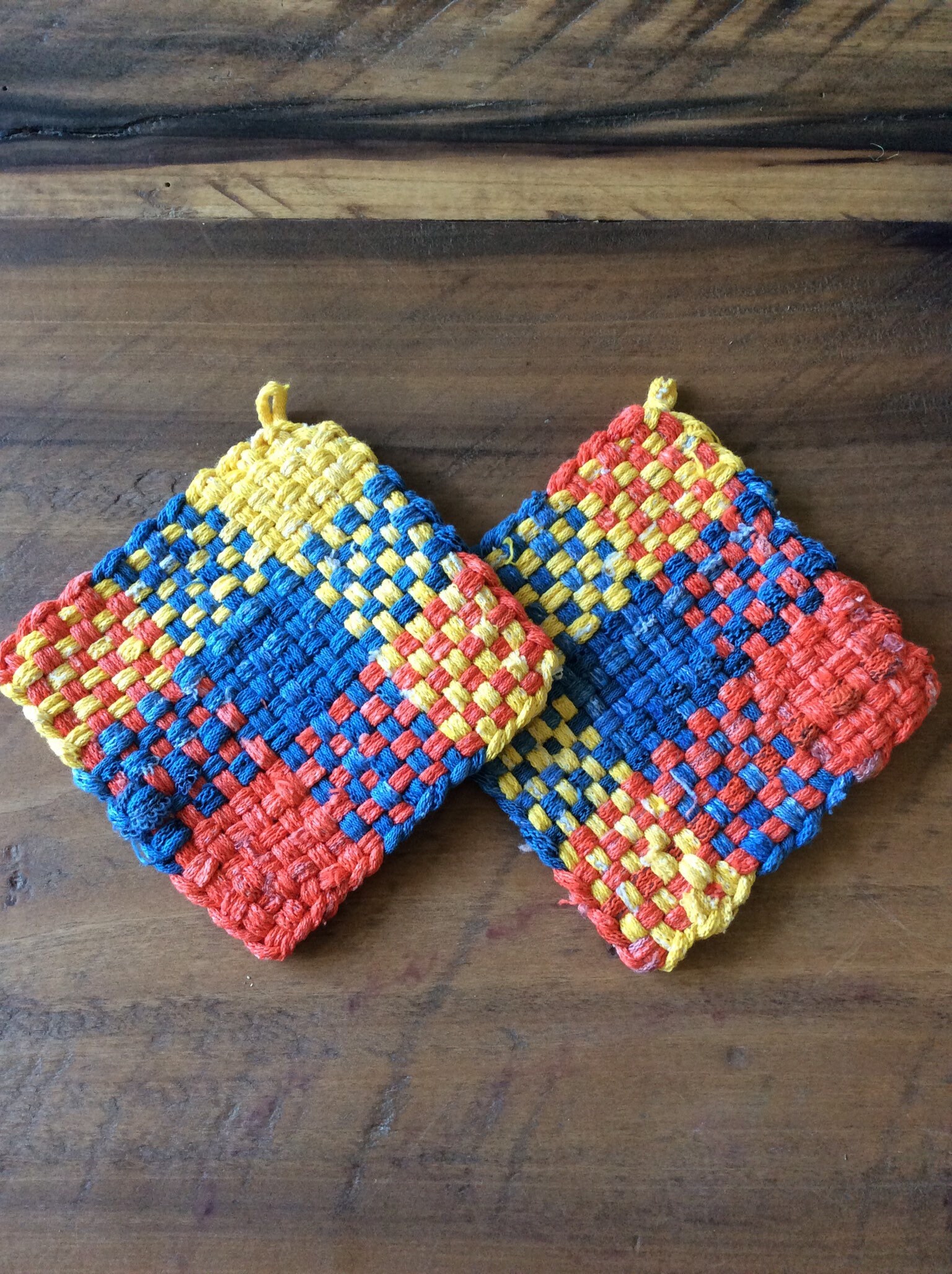 Heavy duty woven potholder set. Kids potholders. Cabin Etsy