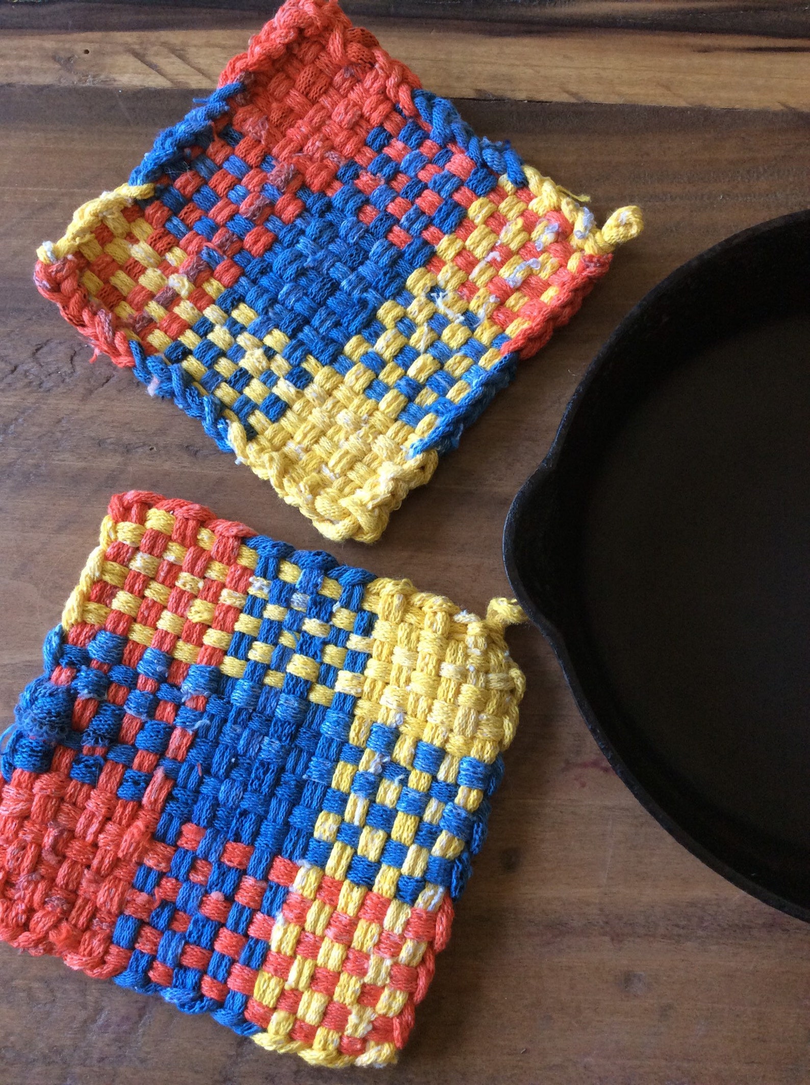 Heavy duty woven potholder set. Kids potholders. Cabin Etsy