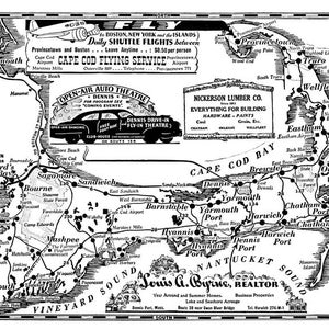 Hochwertiger Druck einer Jahrgang Cape Cod-Karte.  "Ihre wöchentlichen Guide to Cape Cod" der Woche des 23. Juli 1949 Auflage.