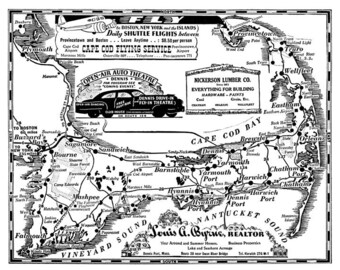 Impression de haute qualité d’une carte Vintage Cape Cod.  « Votre Guide hebdomadaire à Cape Cod » la semaine du 23 juillet 1949 édition.