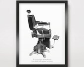 Victorian BARBER Chair ART PRINT Black and White Poster Mens Barbershop Wall Picture Hair Illustration Business Vintage Antique Old Decor