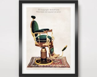 VICTORIAN BARBER CHAIR ART PRINT POSTER Picture Wall Decor A4A3A2 10 SIzes !!!!!