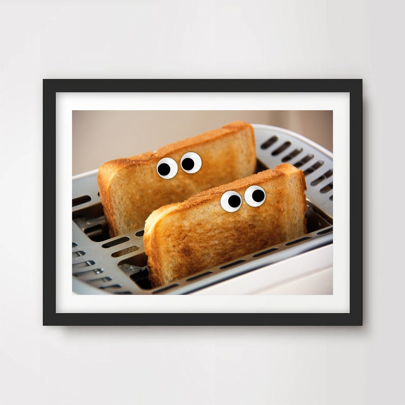 Cute Kitchen Toast Toaster ART PRINT Poster Dining Room Wall Etsy
